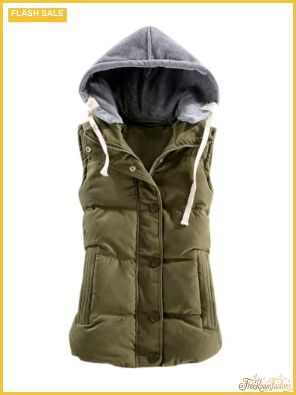 Quilted Puffer Vest Removable Hood Sleeveless Winter Gilet Zip Up
